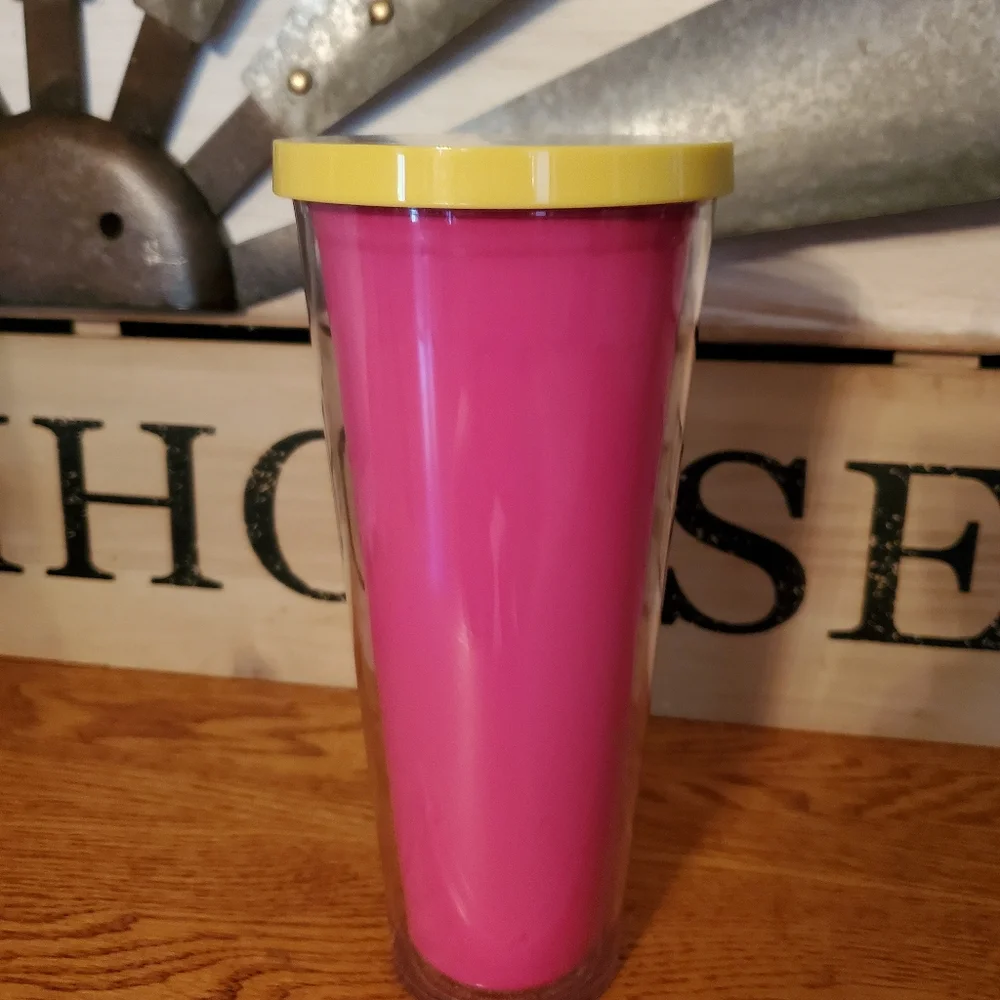 Starbucks Neon Pink Lemon Lid 24oz Venti Tumbler w/ Pink Straw